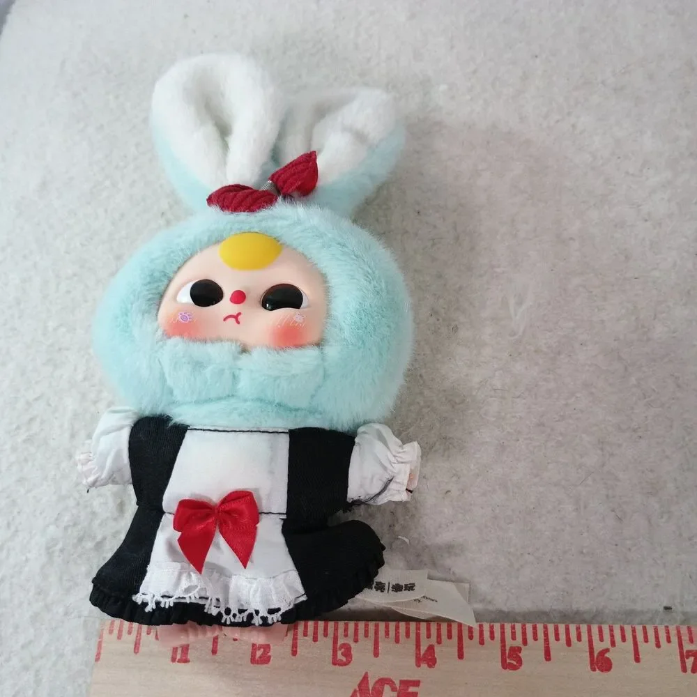 Baby Three Cure Planet Blue Bunny Maid Plush Pendant Rabbit Bag Charm Kawaii